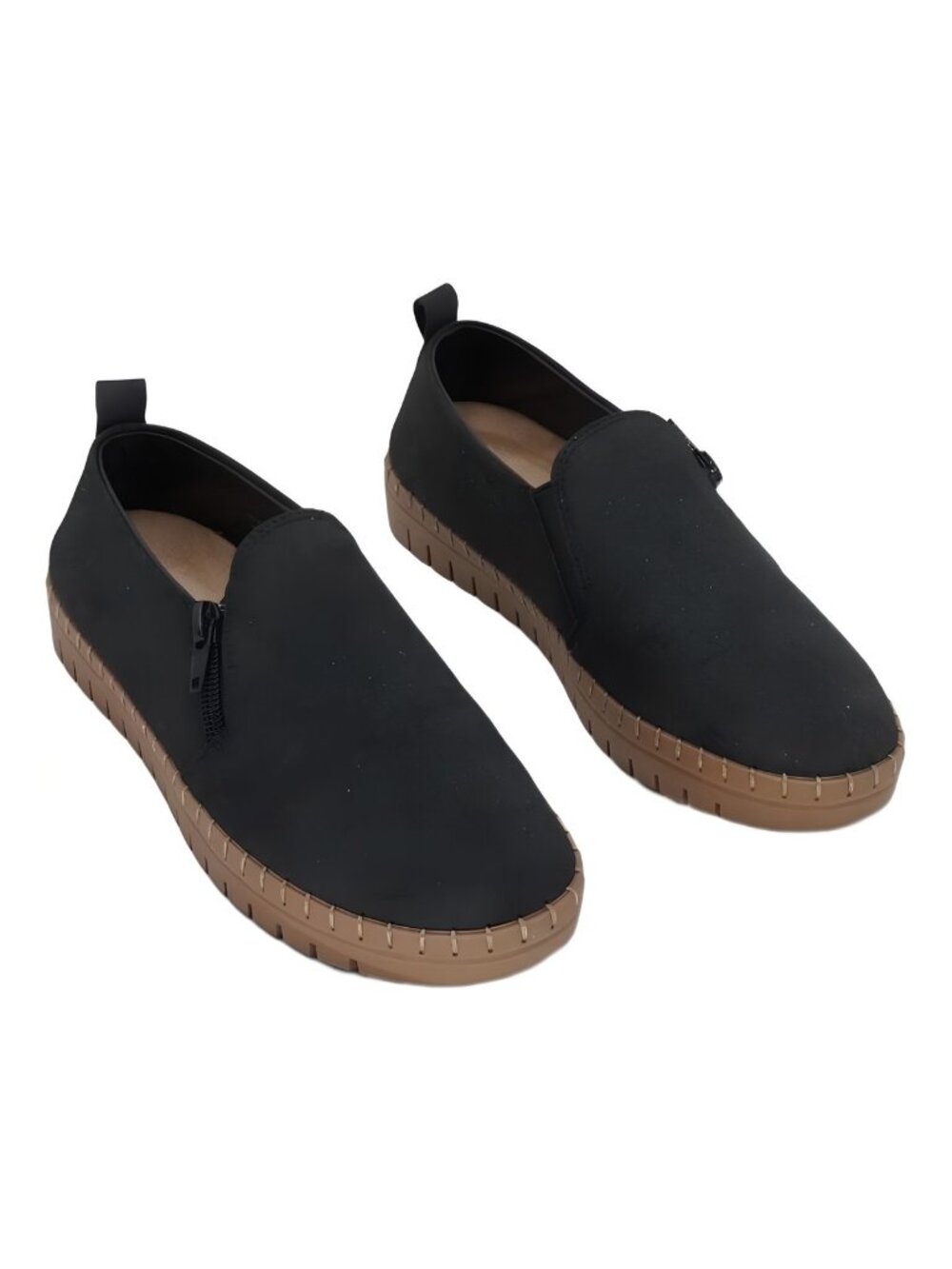 Easy Street Astoria Zip-Up Flats Black Size 5.5M